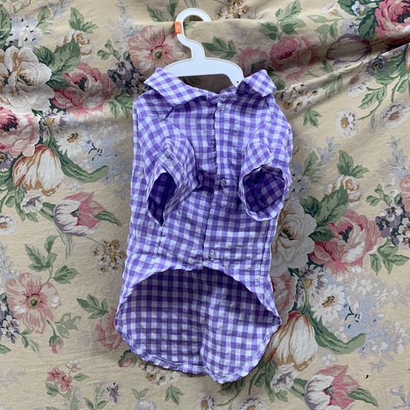 Dog outfit Purple Plaid Dog Dress Shirt - Picture 2 of 3